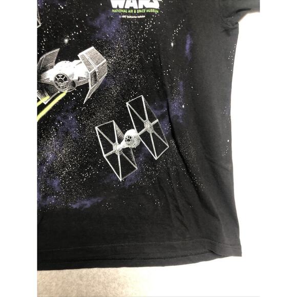 Vtg 90s Star Wars T Shirt Mens XL Death Star Millennium Falcon AOP USA - Picture 4 of 14
